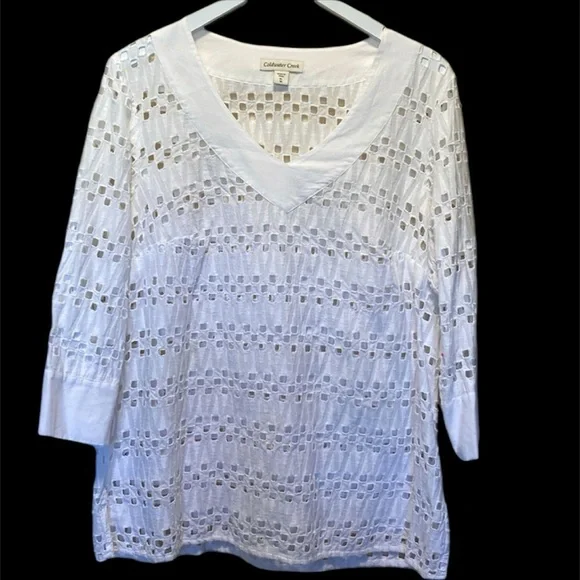 Coldwater Creek White Eyelet Tunic EUC - Picture 1 of 5